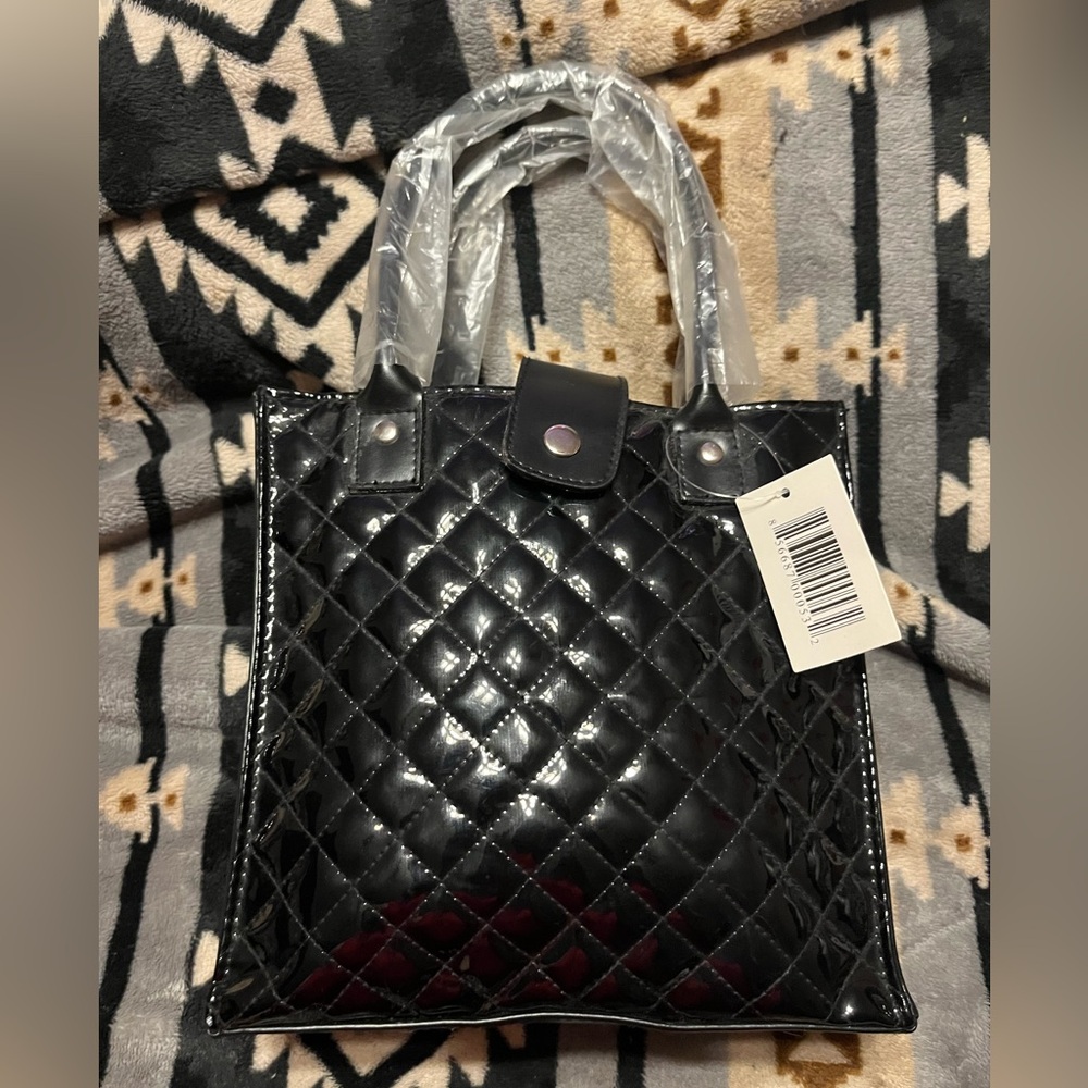 Sleek NWT Small Black Quilted Tote Bag